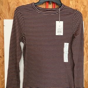 Brown/Black Striped Crew Neck Pullover Long Sleeve